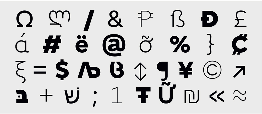 different characters of citroen font