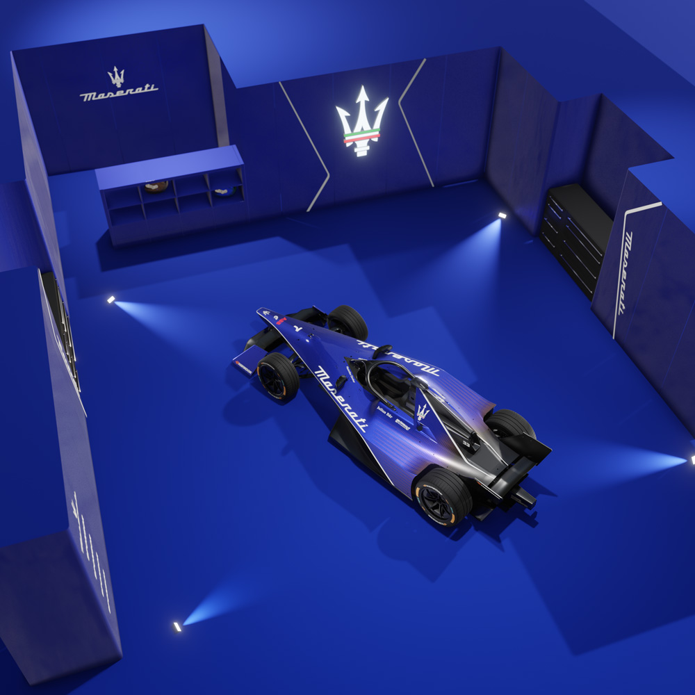 Maserati formula E garage shot top view