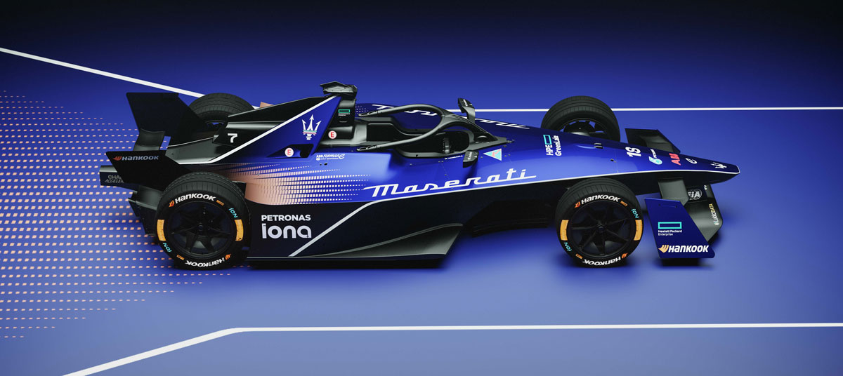 Maserati Fomula E lateral view