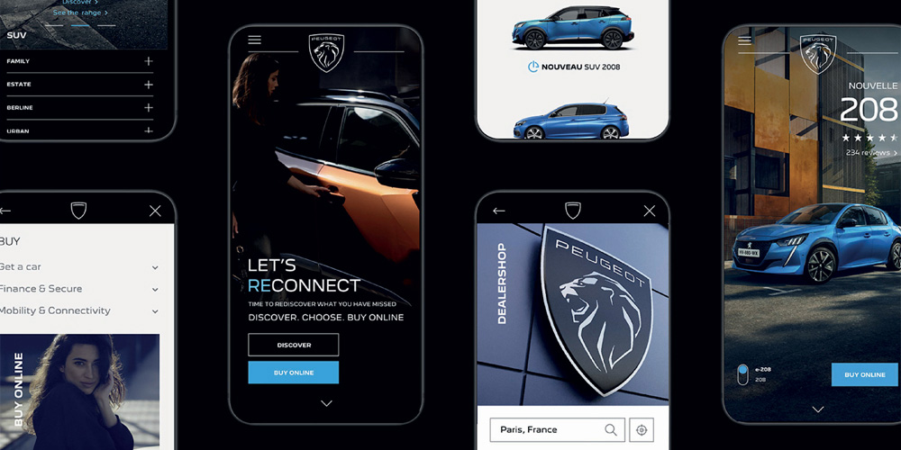 mock up of digital application of peugeot brand identity