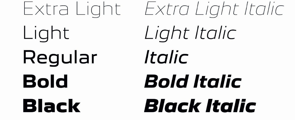 8 variants of the new Peugeot font
