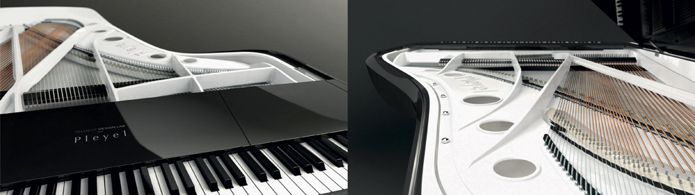 differentes vues  du piano Peugeot Design Lab pour Pleyel