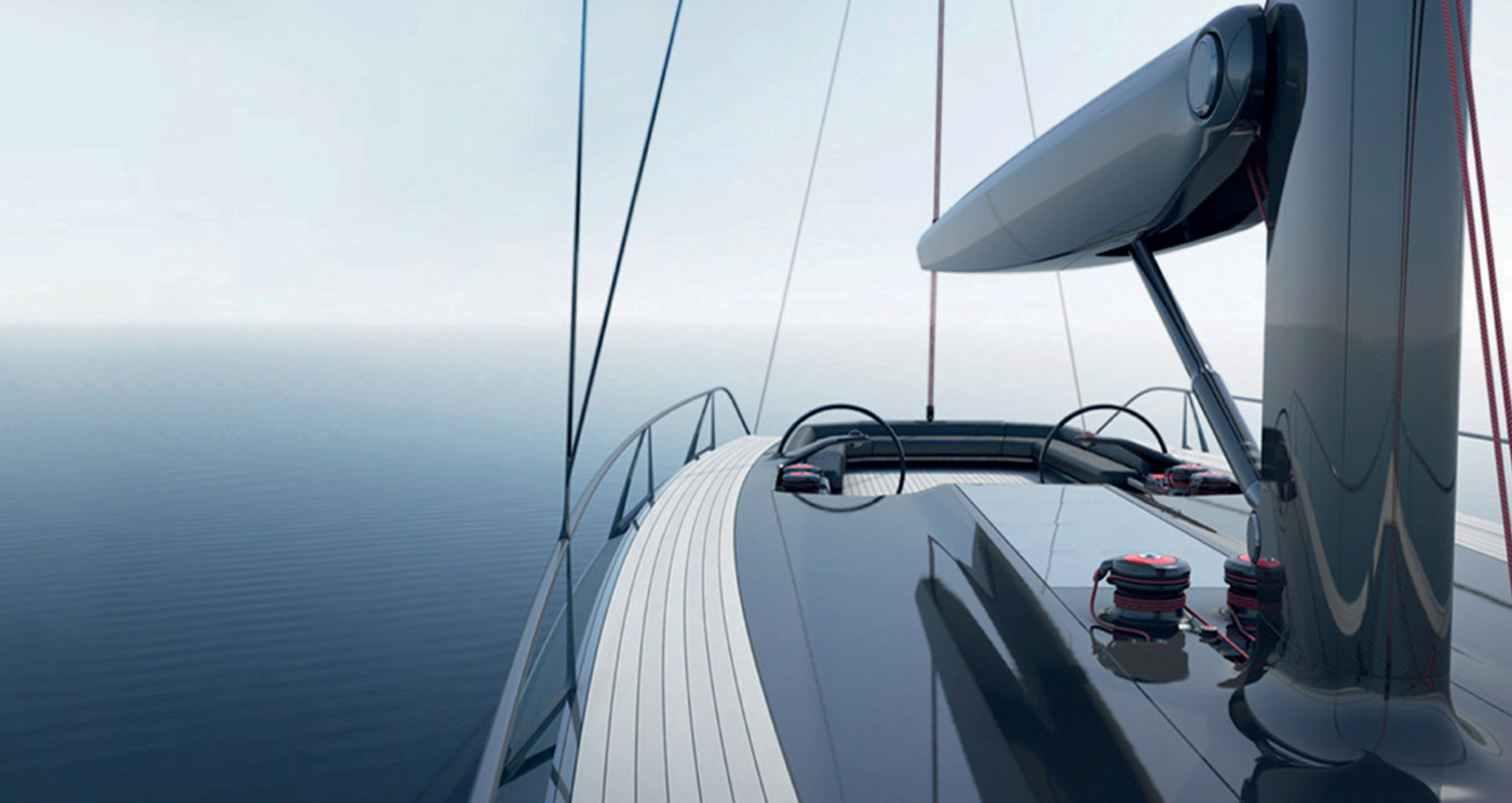 open view of the Peugeot Design Lab concept sail boat desk